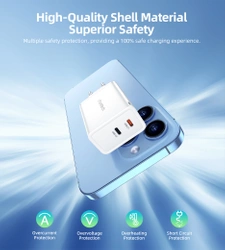 Choetech PD6013 2x USB-C PD 65W GaN wall charger - white