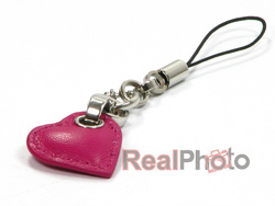 Eleganca Piękna Przywieszka Serduszko Do Telefonu Różowe Ze Skóry Dyberg-Kern 