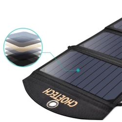 Choetech składana ładowarka solarna słoneczna fotowoltaiczna 19W 2x USB 2,4A czarny (SC001)
