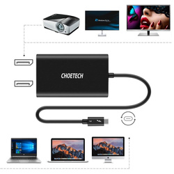 Choetech adapter splitter USB Type C Thunderbolt 3 (40Gbps) - 2x DisplayPort 4K 60Hz black (HUB-D03)