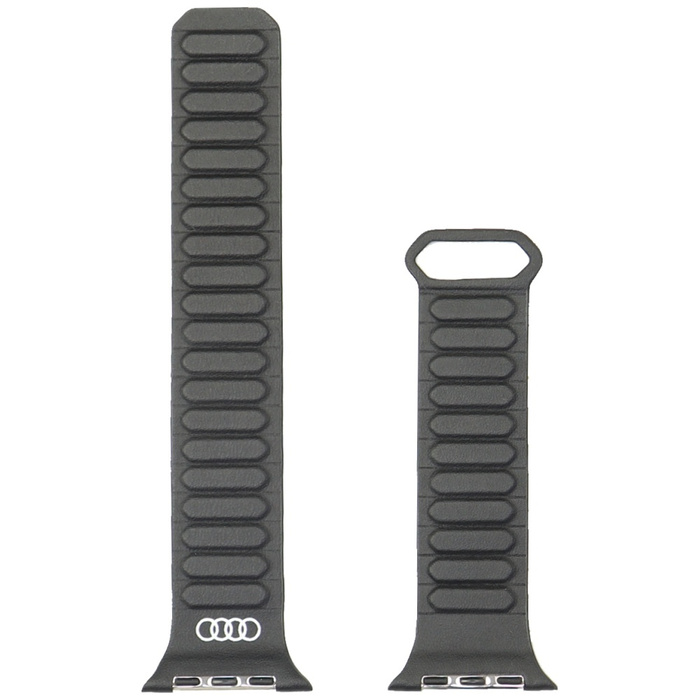 Pasek Audi Logo Synthetic Leather Magnetic Ring do Apple Watch 44/45/46/49mm czarny