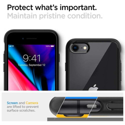 Case SPIGEN iPhone 7 / 8 / SE 2020 Ultra Hybrid Black Black Case Apple + Glass 3MK Flexible Glass Lite