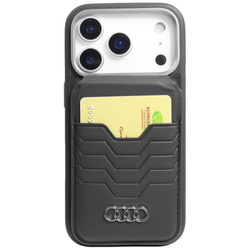Audi Leather Wallet Card Slot Stand czarny/black MagSafe AU-MSCH-GT/D3-BK
