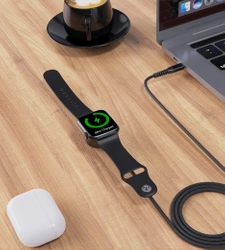 Ładowarka bezprzewodowa Choetech T319 MFI o mocy 5W, do Apple Watch + kabel USB-C - czarna