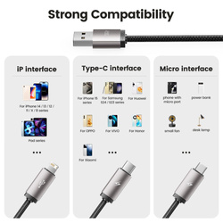 TECH-PROTECT ULTRABOOST 3IN1 LIGHTNING & TYPE-C & MICRO-USB CABLE 3.5A 100CM GREY