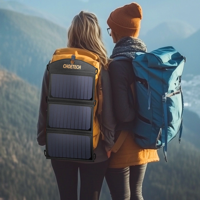 Choetech składana ładowarka solarna słoneczna fotowoltaiczna 19W 2x USB 2,4A czarny (SC001)