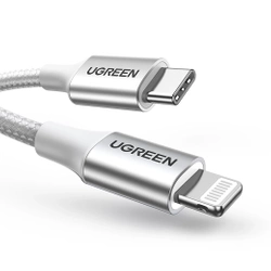 Ugreen kabel przewód USB Typ C - Lightning MFI 1 m 3 A 36 W srebrny (70523)