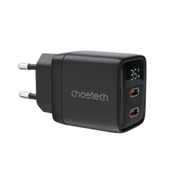 Choetech PD6051 USB-C USB-C PD 35W GaN wall charger with display - black