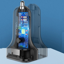 USAMS Ładowarka samochodawa 2xUSB C13 2,1A 3w1 microUSB/USB-C/lightning czarny