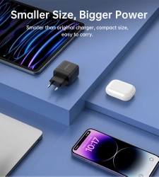 Choetech PD6051 USB-C USB-C PD 35W GaN wall charger with display - black