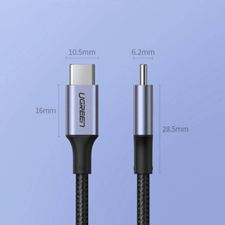 Ugreen kabel przewód USB Typ C - USB Typ C 5 A 100 W Power Delivery Quick Charge 3.0 FCP 480 Mbps 1 m szary (70427 US316)
