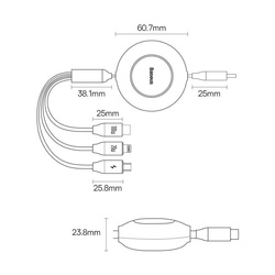 Baseus Bright Mirror 2 zwijany kabel przewód 3w1 USB Typ C - micro USB + Lightning + USB Typ C 3.5A 1.1m zielony (CAMJ010206)