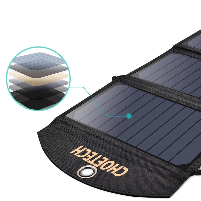 Choetech Foldable Solar Charger 19W 2x USB 2,4A black (SC001)