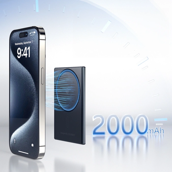 Powerbank Choetech SuperThin B708 2000mAh indukcyjny 5W MagSafe / Qi - czarny