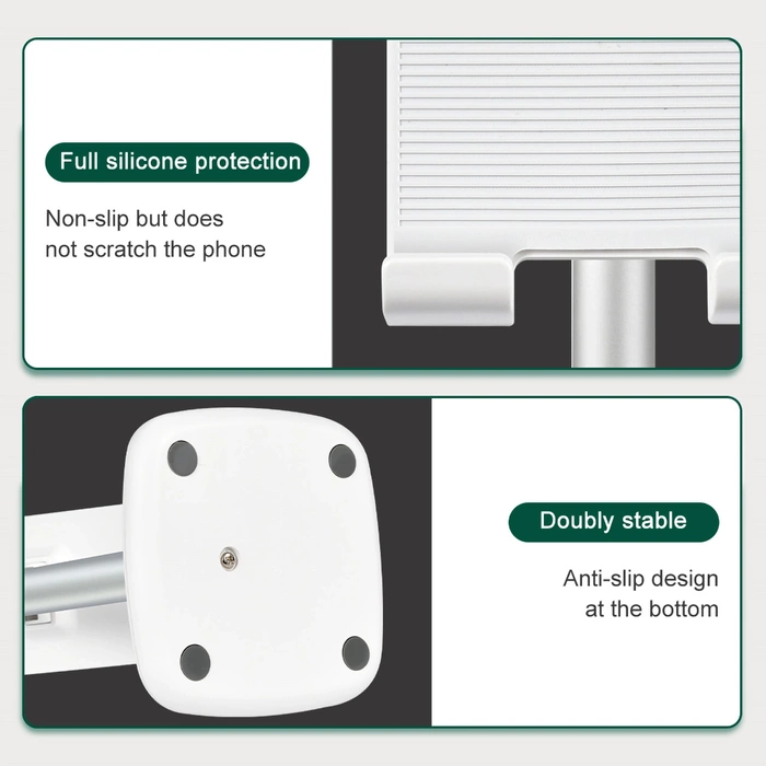 Stojak Choetech H035 aluminiowy na telefon lub tablet z regulacją - biało-srebrny