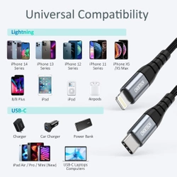 Kabel Choetech IP0039 USB-C / Lightning MFi o długości 1.2m - czarny