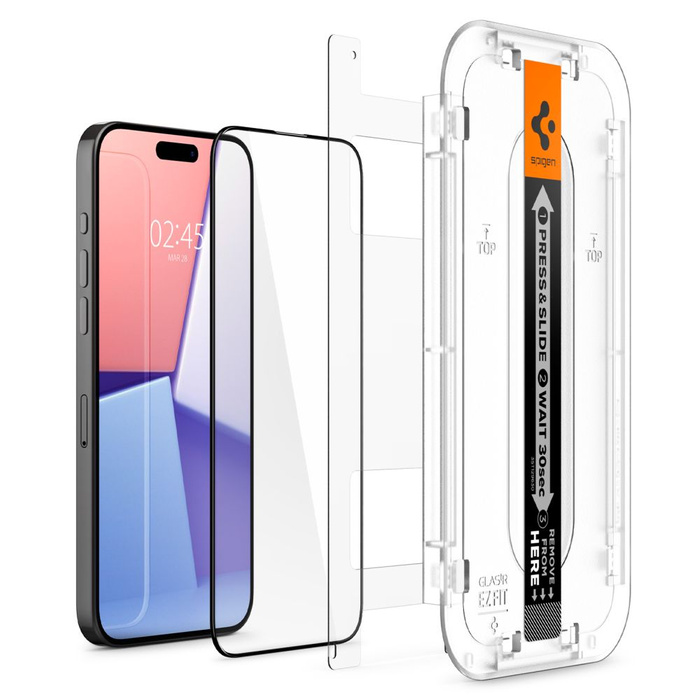 Tempered Glass Spigen Glas.tr "ez Fit" Fc 2-pack iPhone 15 Pro Black