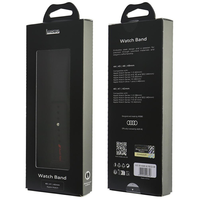 Pasek Audi Sport Red Logo Silicone Watch Strap do Apple Watch 40/41/42mm czarny