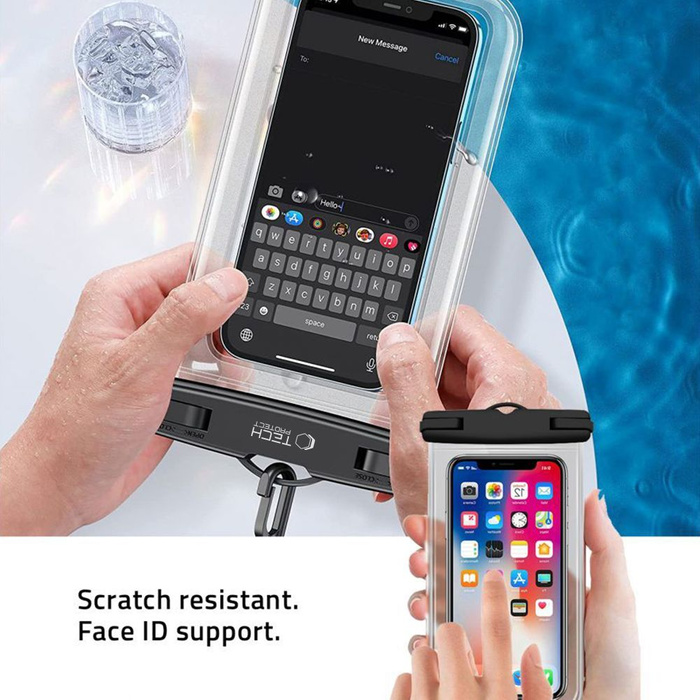 Etui TECH-PROTECT Universal Waterproof Case Black/ Clear Case