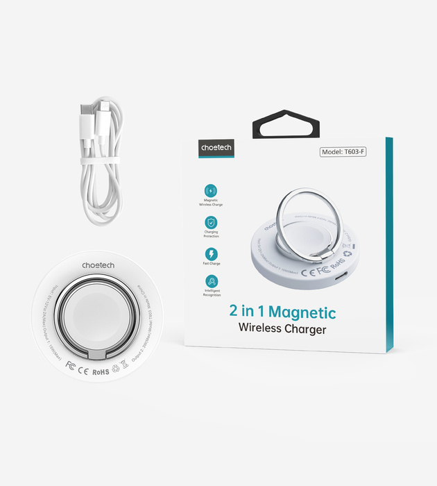 MagSafe Choetech T603-F inductive charger with holder - white