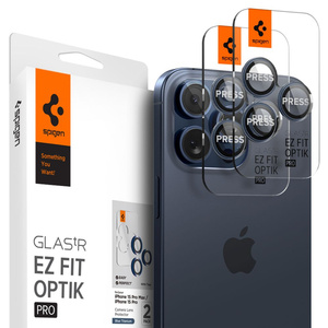 Camera Protector Spigen Optik.tr "ez Fit" Camera Protector 2-pack iPhone 14 Pro / Pro Max / 15 Pro / 15 Pro Max / 16 Pro / 16 Pro Max Blue Titanium
