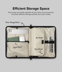 Ringke Smart Zip Pouch uniwersalne etui na laptopa tablet (do 13'') podstawka torba organizer beżowy