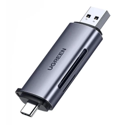 Ugreen czytnik kart SD / micro SD na USB 3.0 / USB Typ C 3.0 szary (50706) CM185