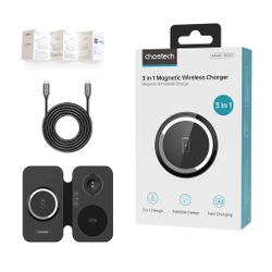 Choetech T616-F 3in1 inductive charger compatible with Apple and Samsung devices - black