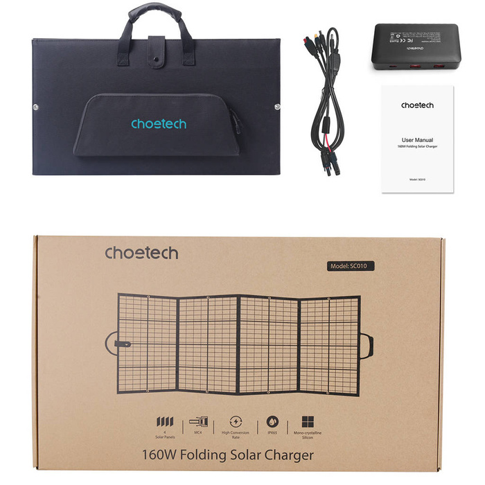 Choetech ładowarka solarna składana 160W czarna (SC010)