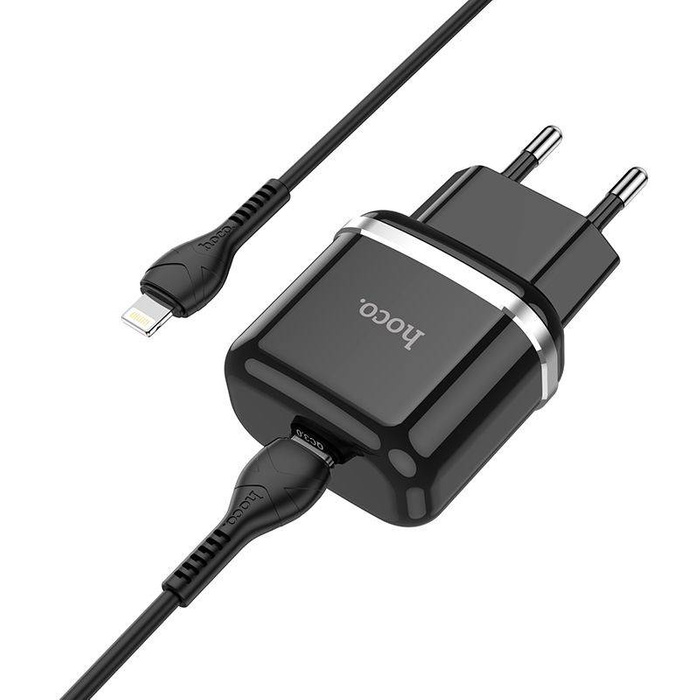 HOCO ładowarka sieciowa Typ C PD 20W Fast Charge Victorious z kablem do iPhone Lightning 8-pin N24 czarna