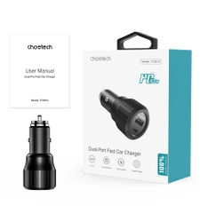 Ładowarka samochodowa Choetech TC0010 USB-C USB-A PD 63W - czarna