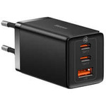 Szybka ładowarka sieciowa GaN 2 x USB C 1 x USB 65W Baseus GaN5 Pro + kabel USB C - USB C 100W - czarna