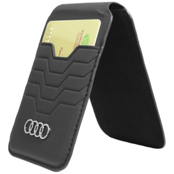 Audi Leather Wallet Card Slot Stand czarny/black MagSafe AU-MSCH-GT/D3-BK