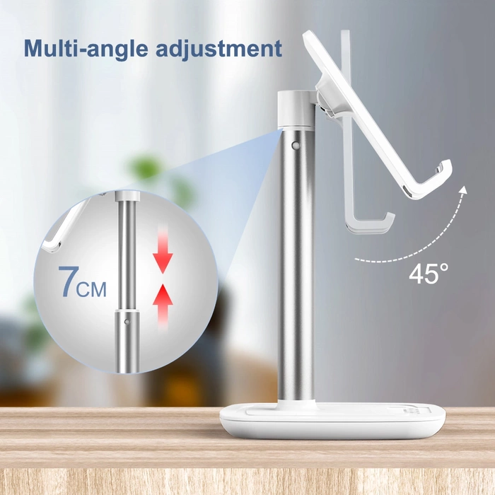 Stojak Choetech H035 aluminiowy na telefon lub tablet z regulacją - biało-srebrny