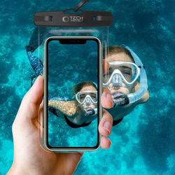 Etui TECH-PROTECT Universal Waterproof Case Black/ Clear Case