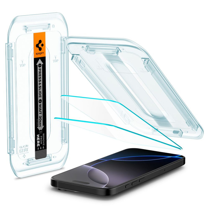 SZKŁO HARTOWANE SPIGEN GLAS.TR ”EZ FIT” 2-PACK IPHONE 16 PRO, 17, 17 PRO CLEAR