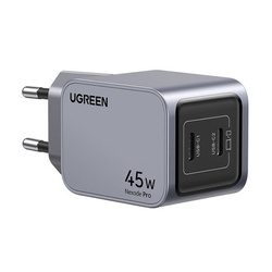 Ładowarka sieciowa US316 Ugreen Nexode Pro 45W, 2x USB-C (szara) + Kabel USB-C do USB-C UGREEN US316, 100W, 1m