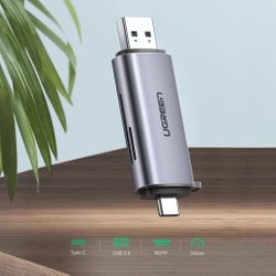 Ugreen czytnik kart SD / micro SD na USB 3.0 / USB Typ C 3.0 szary (50706) CM185