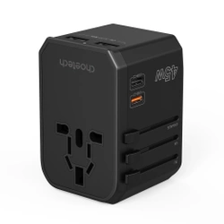 Choetech PD6045 USB-C USB-A 45W GaN Travel Charger with US EU UK AU Plugs - Black