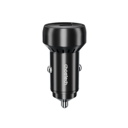 Choetech TC0014 USB-C USB-A PD 60W car charger with LED backlight - black
