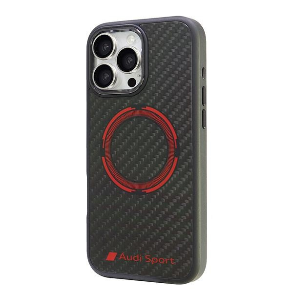 Audi Carbon Fiber Sport Red CircleMagSafe iPhone 16 Pro Max 6.9" czarny/black hardcase AUS-TPUPCMIP16PM-RSQ/D5-BK