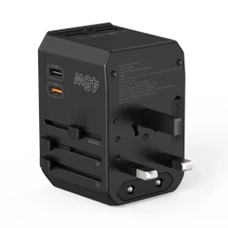 Ładowarka podróżna GaN Choetech PD6045 USB-C USB-A 45W z wtyczkami USA EU UK AU - czarna
