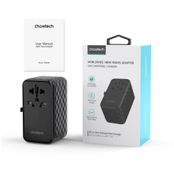 Adapter podróżny Choetech PD6028 EU / US / AUS / UK 2x USB-C 2x USB-A 100W - czarny