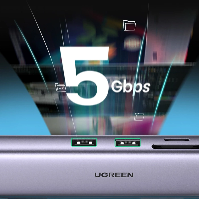 Adapter Hub UGREEN, USB-C do 2x USB 3.0, HDMI, RJ45, SD/TF 90568