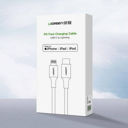 Ugreen kabel przewód USB Typ C - Lightning MFI 1 m 3 A 36 W srebrny (70523)