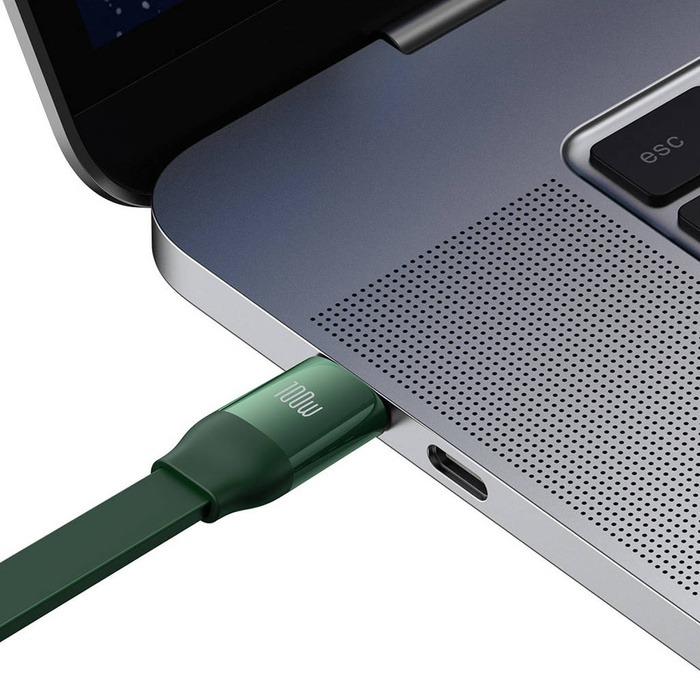 Baseus Bright Mirror 2 zwijany kabel przewód 3w1 USB Typ C - micro USB + Lightning + USB Typ C 3.5A 1.1m zielony (CAMJ010206)