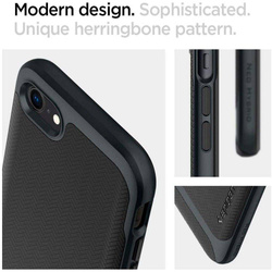 Etui Spigen iPhone SE 2022 2020 7 8 Neo Hybrid Metal Slate Szare Case + Szkło SPIGEN Glas.Tr Slim