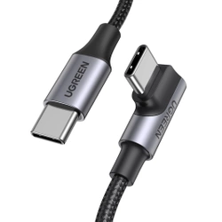 Kabel USB-C do USB-C, kątowy UGREEN US334 5A, PD 100W, 2m (czarny)