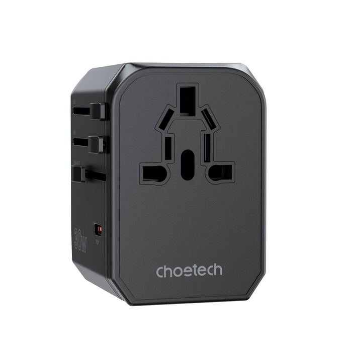 Ładowarka podróżna Choetech PD6041 USB-C USB-A PD 30W z 4 wtyczkami USA EU UK AU - czarna
