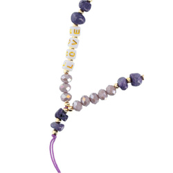 Zawieszka LOVE do telefonu / długość sznura 44cm (22cm w pętli) / na rękę - fioletowy